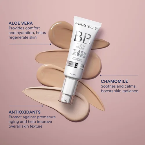 Vista 2 de Marcelle BB Cream Beauty Balm - Crema hidratante de color justo, hidratación ligera, hipoalergénica, no comedogénica, sin fragancia ni aceite, libre