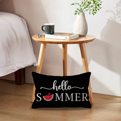 Vista 3 de ULOVE LOVE YOURSELF Hello Summer - Juego de 2 fundas de almohada lumbar de 12 x 20 pulgadas, fundas de almohada decorativas de verano de sandía Negro