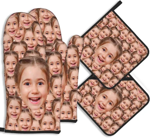 Vista 40 de Manoplas de horno personalizadas con nombre y foto, resistentes al calor y a la intemperie, para amigos y familia, como regalo de cocina, horneado