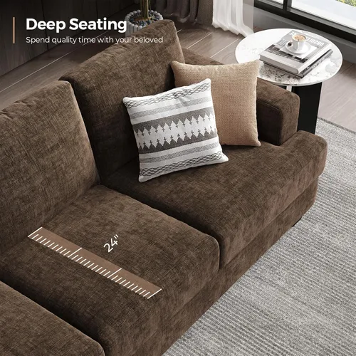 Vista 3 de COPIAE Sofá de asiento profundo de 89 pulgadas, sofá de felpilla de 3