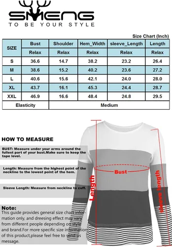 Vista 5 de SMENG Camisetas de manga larga para mujer, ropa de moda de otoño, con bloques de color, cómodas, casuales, túnicas