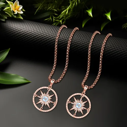 Vista 5 de Collar de Brújula para Hombres y Mujeres de Plata de Ley 925 con Colgante de Urna para Cenizas, Colgante de Medallón con Foto, Collar de Ancla