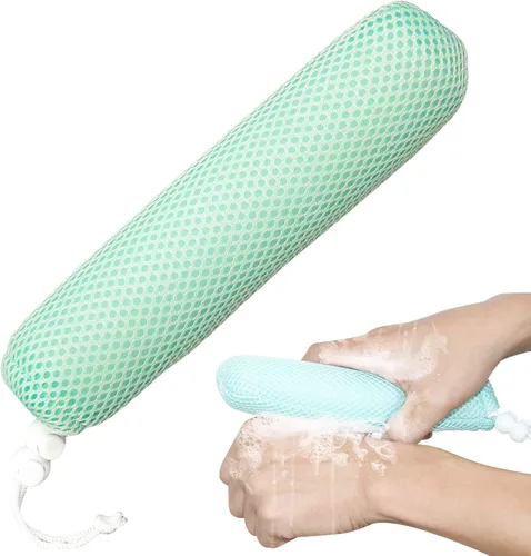 Vista 24 de Cepillo de ducha de mango largo de 15.35 pulgadas para el cuerpo, cepillo de espalda para ducha para hombres y mujeres, esponja de baño de mango
