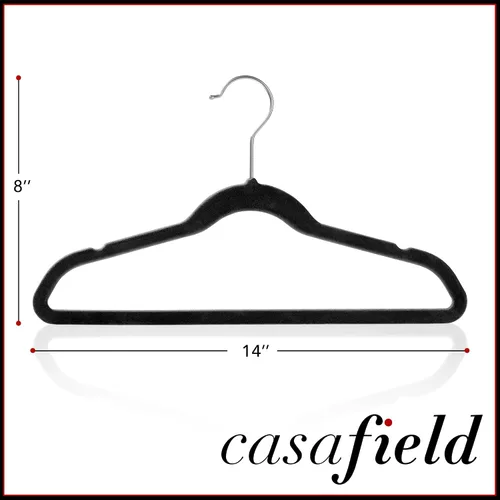 Vista 5 de Casafield 50 perchas de terciopelo para niños, tamaño de 14 pulgadas, color negro