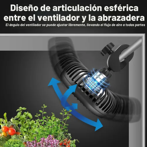 Vista 7 de Ventilador para Tienda de Cultivo, 5 Pulgadas, Dos Ventiladores para Plantas de Invernadero, Circulación de Ventilación en Todas las Direcciones