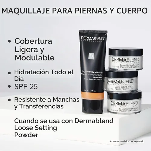 Vista 3 de Dermablend Base de maquillaje para piernas y cuerpo con SPF 25, 20N Light Natural, 3.4 onzas líquidas