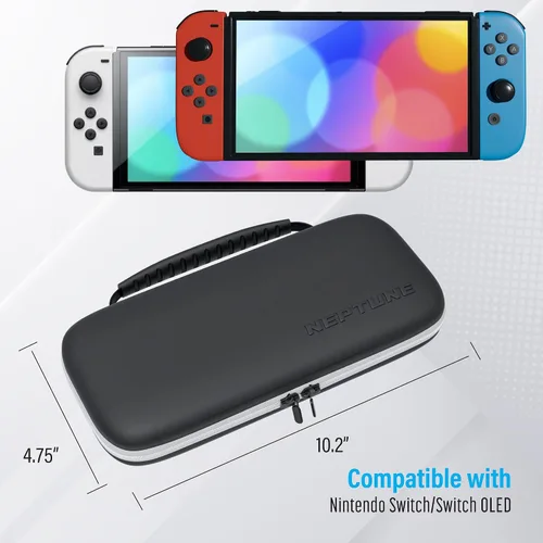 Vista 4 de Neptune Switch Carry Case - Protective Shell for Switch & OLED - Game Cartridge Holder - Water & Scratch-Resistant - Travel-Friendly Accessory With