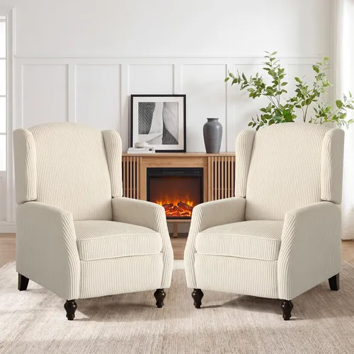 Vista 14 de Silla reclinable PALLOME con respaldo alto, asiento con masaje y calor, tapizado de tela, con respaldo acolchado, silla reclinable para sala de Beige