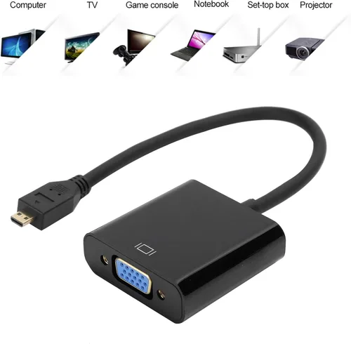 Vista 8 de Convertidor de video micro a VGA, adaptador de convertidor de video micro HDMI a VGA, adaptador de convertidor de video micro a VGA 1080P, para 4B