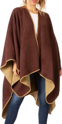 Vista 21 de Sakkas Mari - Poncho grande reversible para mujer, chal envolvente Negro