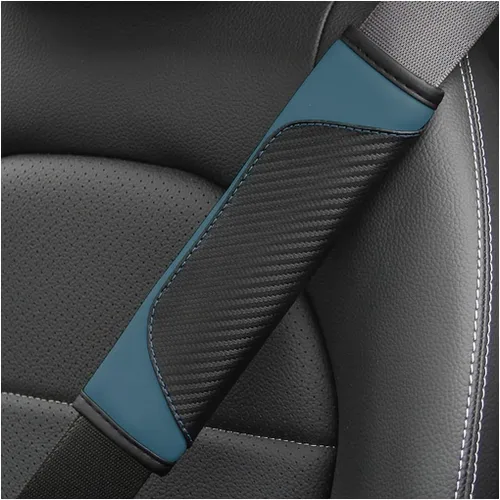 Vista 15 de AUCELI 2 fundas para cinturón de seguridad de automóvil, fundas de correa de hombro de fibra de carbono, almohadilla de arnés suave de cuero Negro