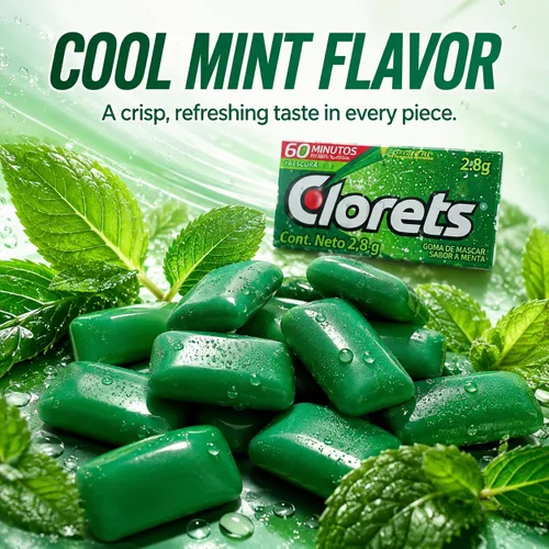 Vista 6 de Clorets - Goma de mascar sabor a menta, paquete de 60