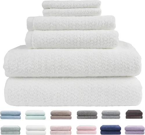 Vista 39 de Everplush Diamond Jacquard - Juego de 6 toallas de baño de lujo, súper suaves, de gran tamaño, altamente absorbentes y de secado rápido para baño