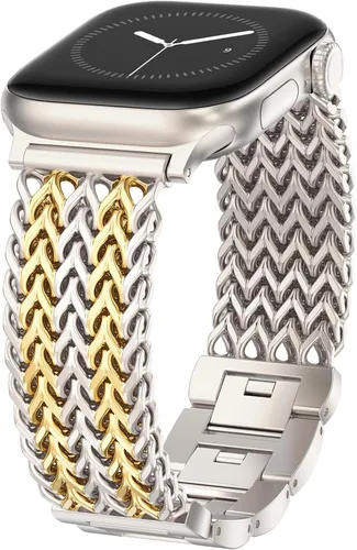 Vista 21 de WINGLE for Apple Watch Band Women 38mm 40mm 41mm 42mm 44mm 45mm 46mm 49mm Series 11 10 9 8 7 6 5 4 3 2 1 SE 3/2/1, Dressy Band Stainless Steel Chain