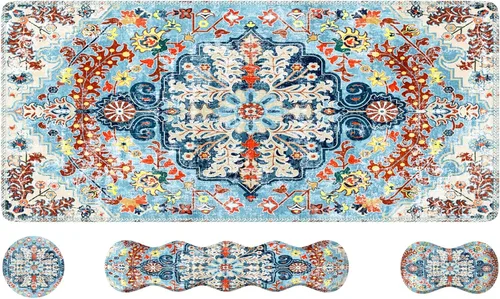 Vista 14 de Juego de almohadillas iLeadon, gran alfombrilla de mouse para juegos + reposamuñecas para teclado + alfombrilla de mouse con soporte de muñeca +