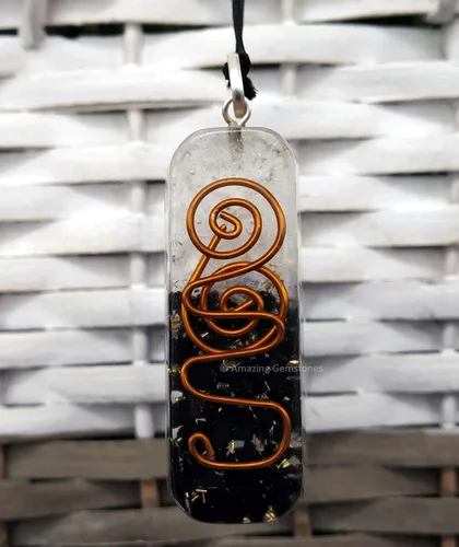 Vista 2 de Amazing Gemstone Orgone - Collar con colgante curativo para hombres y mujeres con cordón ajustable, Gema