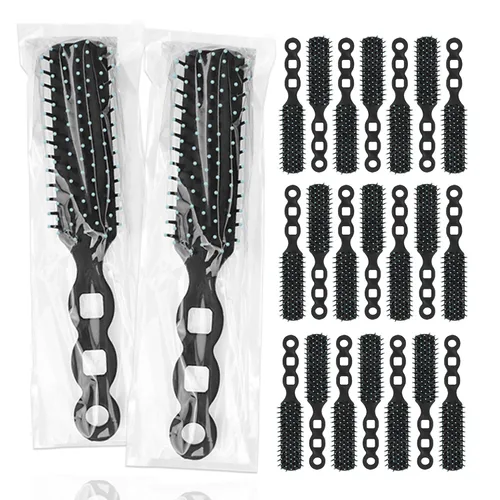 Vista 7 de Cepillos de pelo a granel para personas sin hogar, paquete de 12 cepillos de pelo a granel para cabello rizado, ondulado, secado de pelo, Negro