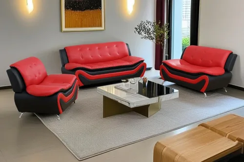 Vista 13 de A Ainehome Moderno juego de muebles de sala de estar de piel sintética, sofá modular de 6 asientos con sofá biplaza y silla (negro)