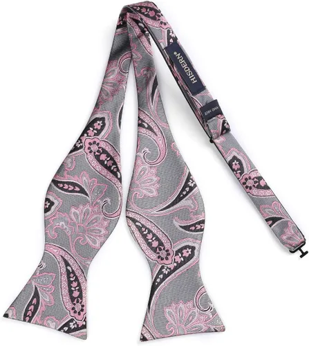 Vista 179 de HISDERN Pajaritas para hombre, corbatín de cachemira para hombre, corbata de lazo y bolsillo cuadrado, juego formal de esmoquin para boda
