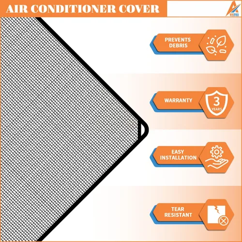 Vista 6 de Cubierta de aire acondicionado de 28 x 28 pulgadas, cubierta de malla superior para unidad exterior con cuerdas elásticas, cubierta de malla