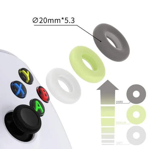 Vista 2 de PlayVital 3 Pairs Silicone Aim Assist Target Motion Control Precision Rings for ps5, for ps4, for Xbox Series XS One 360, for Switch Pro, for