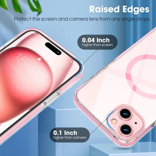 Vista 5 de MATEPROX Fundas magnéticas transparentes para iPhone 15, compatibles con MagSafe, transparente, a prueba de golpes, delgada, a prueba de golpes
