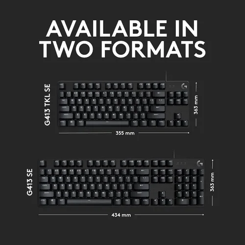Vista 6 de Logitech Teclado mecánico para juegos G413 TKL SE teclado retroiluminado compacto con interruptores mecánicos táctiles antifantasma compatible