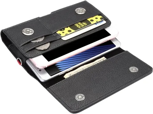 Vista 4 de Funda horizontal doble con clip para cinturón, 2 fundas para teléfono celular para iPhone 13, 12, 11, XR XS, iPhone 14 Pro, Samsung Galaxy S22, S21
