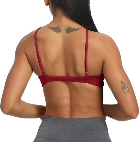 Vista 3 de Aoxjox Brasier deportivo de entrenamiento para mujer, ajustado, sin espalda, acolchado, Ariel, halter, brasier para yoga, camiseta corta sin mangas