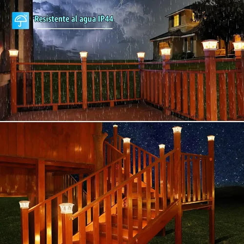 Vista 7 de VOLISUN - Luces solares para poste de valla, LED Edison con 2 modos, paquete de 4 unidades, blanco pizarra