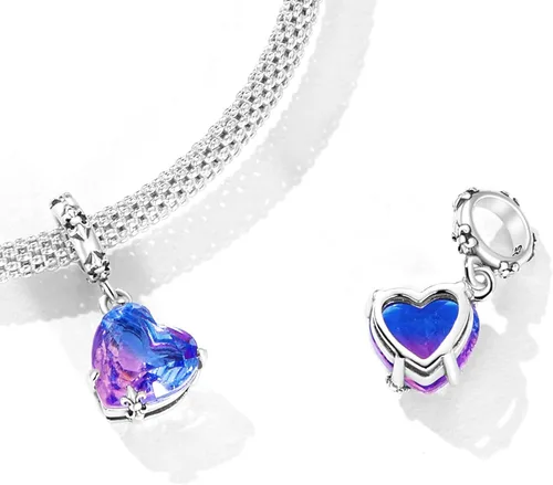 Vista 8 de MOWIMO Dije de plata de ley 925 con dije de gato de ojo malvado, atrapasueños, corazón, corazón, pata de amor, dije para pulsera original, Circonita