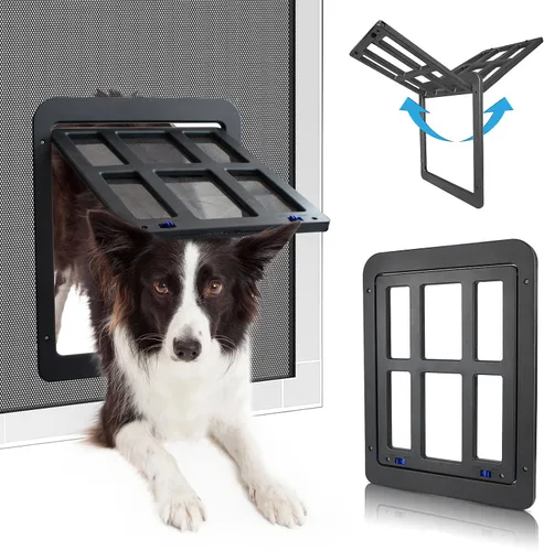 Vista 13 de Puerta para perros para puerta de pantalla, puerta para gatos con inserto pequeño para puerta corredera de fácil instalación, pequeña 8"×10