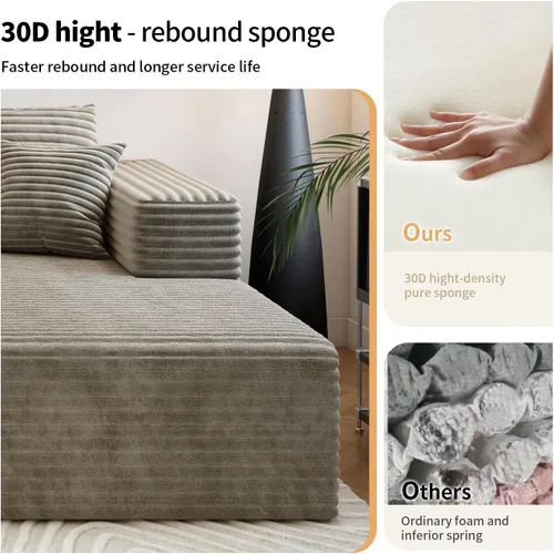 Vista 5 de Sofá seccional Cloud de 107.5 pulgadas con diván en forma de L, sofá modular moderno con asiento profundo, sofás tapizados para sala de estar Camello
