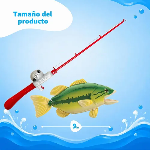 Vista 5 de Small World Toys Juego de pesca para niños, juguete magnético de pesca de bajo para niños a partir de 3 años, incluye caña de pescar para niños
