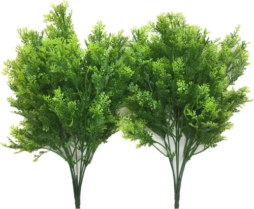Vista 30 de CATTREE Arbustos artificiales, plantas de plástico, hierba de bambú, arbustos verdes falsos, hojas verdes, bodas, interiores, exteriores, hogar