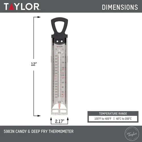 Vista 3 de Taylor Precision Products, termómetro de acero inoxidable para dulces/frituras, Negro