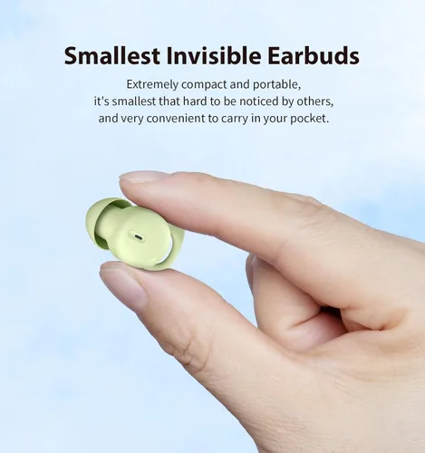Vista 4 de Audífonos invisibles para dormir, pequeños y cómodos, con bloqueo de ruido, mini auriculares inalámbricos Bluetooth 5.3, auriculares intraurales