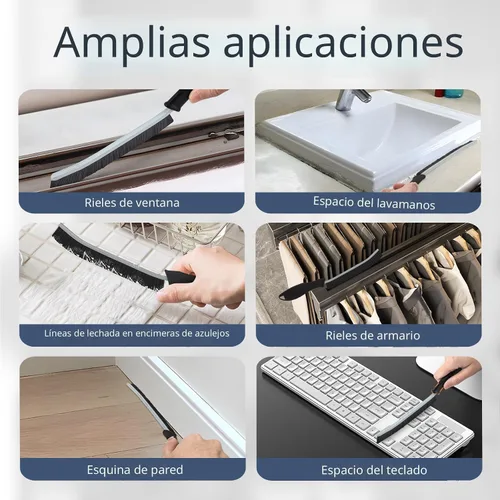 Vista 6 de FOOGWEE Cepillo de limpieza de hendiduras de cerdas duras, herramientas de limpieza para uso doméstico, suministros de limpieza multifuncionales