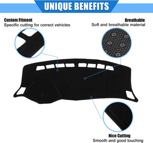 Vista 3 de Funda protectora de poliéster para salpicadero de automóvil compatible con Nissan Sentra 2012-2019, protector de poliéster negro para consola