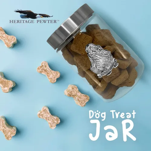Vista 2 de Heritage Pewter Basset Hound Good Dog Treat Jar – Tarro de golosinas de 34 onzas con tapa hermética a rosca Regalo para propietarios de Basset