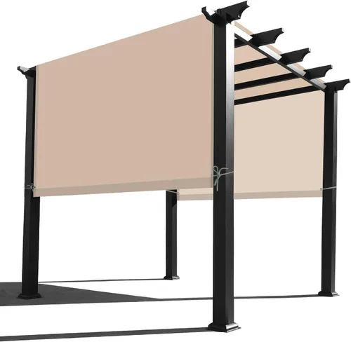 Vista 7 de Alion Home Toldo de repuesto universal impermeable con bolsillo para cortinero para pérgola (12 x 6.5 pies, gris)