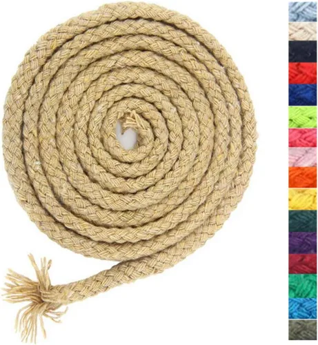 Vista 7 de Cuerda de macramé de 5 mm * 295 pies, cuerda de algodón natural de 8 hebras trenzadas para manualidades, hilo de algodón para tejer, para colgar
