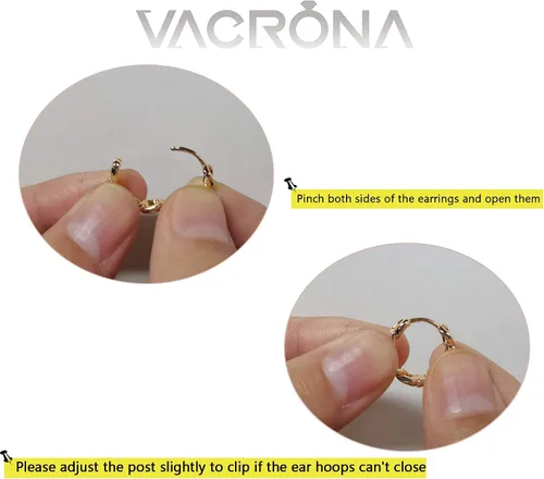 Vista 7 de VACRONA - Aretes tipo arracada de aro para mujer, chapados en oro de 14 quilates, diseño de Huggie
