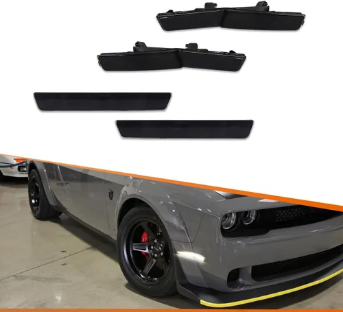 Vista 10 de ADIIL 2 luces LED laterales para Dodge Challenger Widebody 2018-22 Luces ámbar de lente transparente