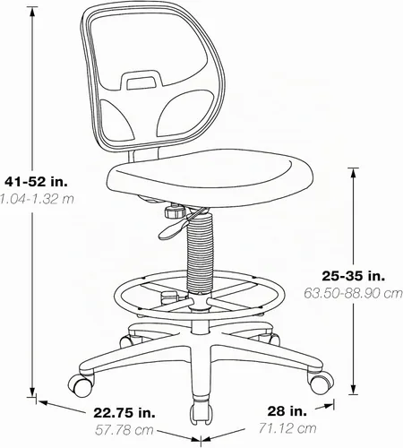 Vista 2 de Silla con respaldo de malla de lujo con pie ajustable, Acero inoxidable, Negro