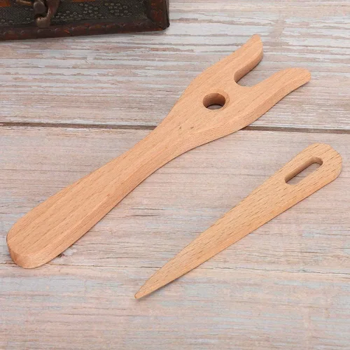 Vista 7 de Yosoo Health Gear Herramientas de tejer - Tenedor, herramientas de tejido de madera para pulseras, collares y proyectos trenzados