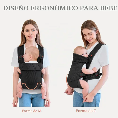 Vista 6 de IULONEE Portabebés Wrap Mochila para bebés recién nacidos a niños pequeños Negro