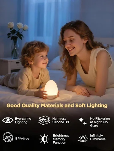 Vista 3 de Luz de huevo para guardería, luz nocturna de bebé 256 RGB, luz nocturna recargable para niños, lámpara de noche portátil pequeña inalámbrica