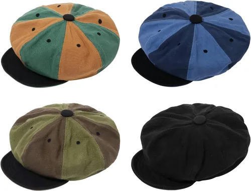 Vista 3 de CLAPE Gorra de algodón para hombre, 8 paneles, Ivy Newsboy Peaky Herringbone Cabbie Gatsby, gorra Applejack Bakerboy Boina, sombrero plano, unisex