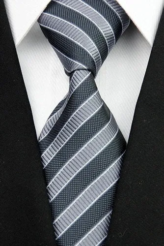 Vista 3 de Secdtie Corbata clásica de seda tejida jacquard a rayas para hombre